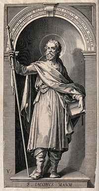 Saint James the Great. Line engraving by L. Kilian, 1623, after J.M. Kager.