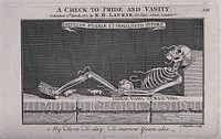 A skeleton with snakes and rats. Etching by C. Grignion, 1821.