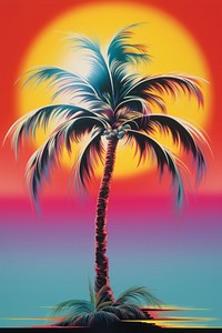 Airbrush art of a palm tree outdoors nature plant.