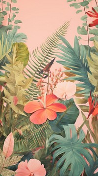 Tropical forest art painting flower.
