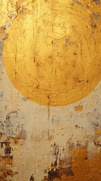 Gold circle abstract painting plaster.