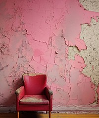 Pink plaster paint wall architecture furniture.