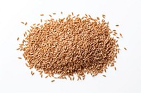 Brown rice food seed white background.