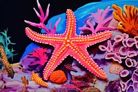 A starfish on a coral reef in the ocean animal marine purple.