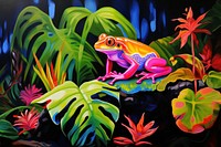 Frog amphibian painting outdoors.