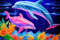 Ot art design with mother and baby dolphin animal marine fish.