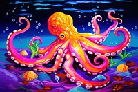 Multicolored octopus animal marine invertebrate.