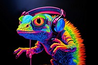 Music dj lizard with sunglasses and headphones reptile purple music.