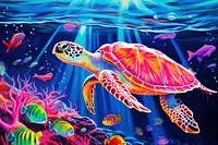 Sea turtle in the ocean outdoors reptile nature.