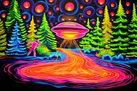 UFO Abduction painting pattern purple.