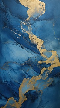 Blue and gold painting nature art.