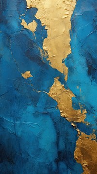 Blue and gold rough paint wall.