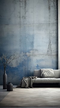 Blue and grey wall architecture furniture.