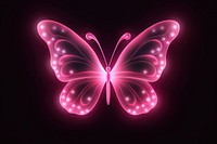 Pink butterfly neon light abstract pattern.