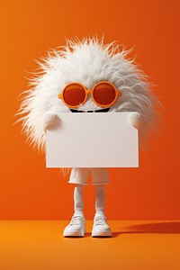 Simple fur ball character sunglasses mammal white.