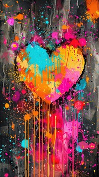 Graffiti spray heart pattern backgrounds creativity splattered.