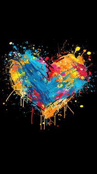 Graffiti spray heart pattern painting black background creativity.