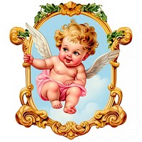 Cherub printable sticker portrait angel cute.