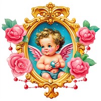 Cherub printable sticker cute baby representation.