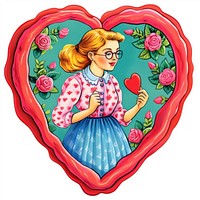 A woman printable sticker heart representation celebration.