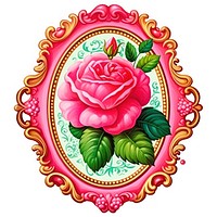 Pink rose printable sticker pattern flower plant.