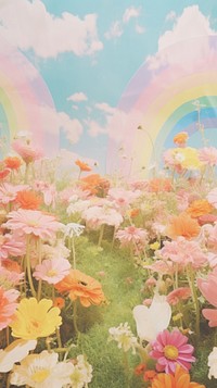 Flower landscape outdoors rainbow.