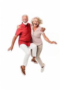 Senior couple retirement laughing portrait.