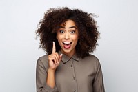 Young african american smile pointing portrait.