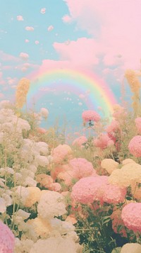 Rainbow flower sky landscape.