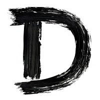 Alphabet D marker brush line text white background.