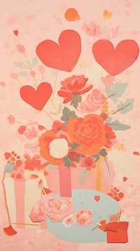 Valentines gift craft collage art wallpaper painting.