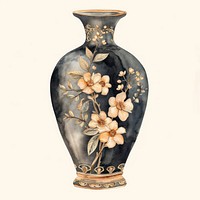Vase watercolor art porcelain pottery.