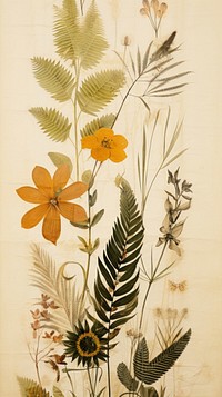 Tropical plants wallpaper flower herbs painting.