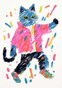 Cat enjoy hip hop dancing painting animal craft.