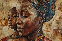 African mother portrait painting art.