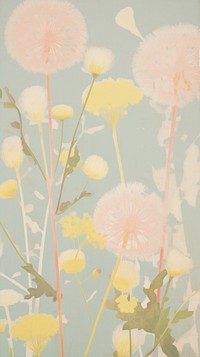 Botanical dandelion craft collage art painting flower.
