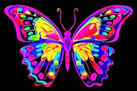 Black light oil painting butterfly purple yellow blue.