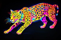 Black light oil painting of little leopard cheetah animal mammal.