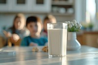 Milk carton dairy glass table.
