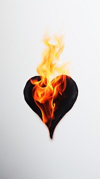 Black burning heart icon flame fire moustache.