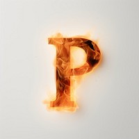 Burning letter P fire burning font.
