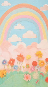 Cute rainbow craft collage art painting pattern.