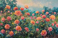 Field of roses outdoors painting flower.
