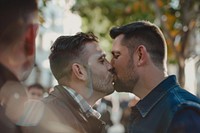Gay couple kiss portrait kissing adult.