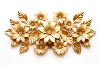 Gold flower floral border jewelry brooch white.