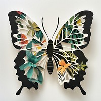 Cut paper collage with butterfly art insect animal.