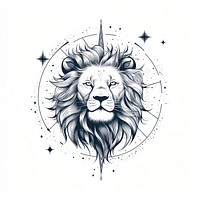 Lion face celestial drawing sketch representation.