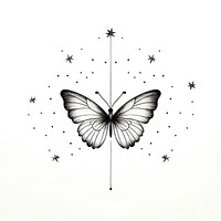 Aesthetic butterfly celestial drawing sketch line.