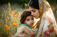 Modern pakistani mother portrait flower adult.