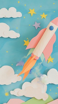 Rocket toy craft collage art space spacecraft.